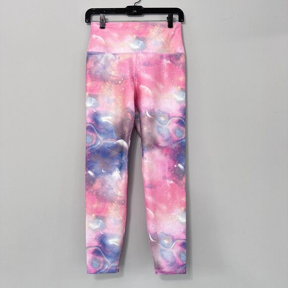 Wildfox 7/8 Leggings Womens Large Cosmic Pink High Rise Activewear Gym Celestial - Picture 4 of 11